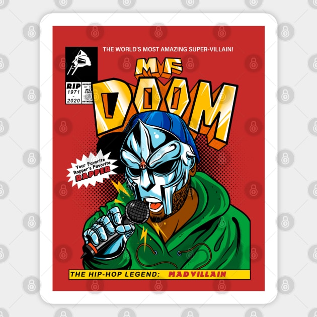 MF DOOM Comic cover (Tribute) Magnet by OniSide